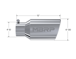 MBRP Universal Tip 6 O.D. Angled Rolled End 4 inlet 12 length