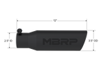 MBRP Universal Tip 3in O.D. Angled Rolled End 2 inlet 12 length - Black Finish