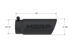 MBRP Universal Tip 4 O.D. Angled Rolled End 3.5 inlet 10 length- Black Finish