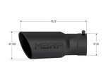 MBRP Universal Tip 6in OD 5in Inlet 15.5in Length 30 Deg Bend Angled Rolled End Black