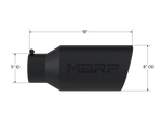 MBRP Universal Tip 8in OD Rolled End 5in Inlet 18in Length T304 - Black