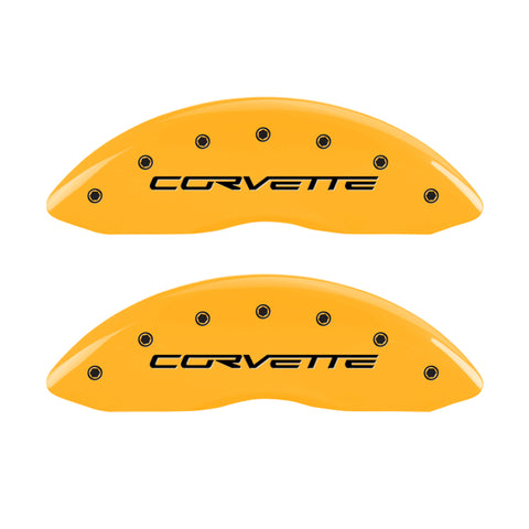 MGP 4 Caliper Covers Engraved Front & Rear C6/Corvette Yellow finish black ch