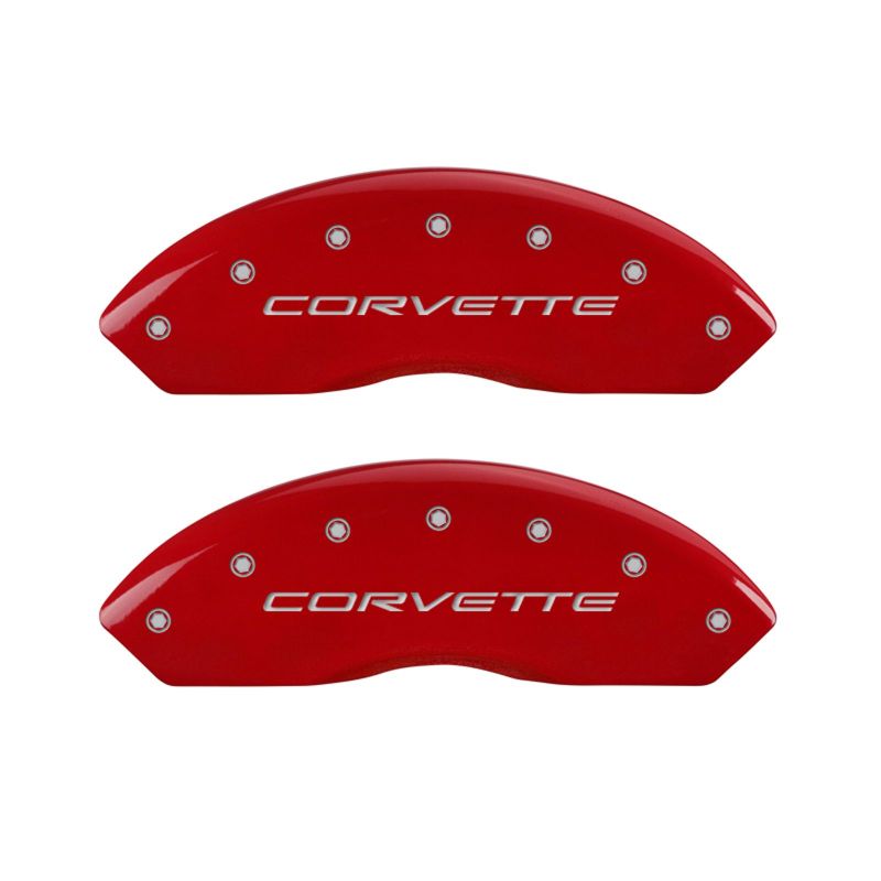 MGP 4 Caliper Covers Engraved Front & Rear C5/Corvette Red finish silver ch