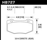 Hawk 2014 Chevrolet Corvette DTC-70 Rear Brake Pads