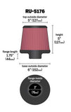 K&N Universal Rubber Filter-Round Tapered 3in Flange ID x 6in Base OD x 6in Top OD x 5in H