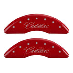 MGP 4 Caliper Covers Engraved Front Cadillac Engraved Rear XTS Red finish silver ch