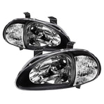 Xtune Honda Del Sol 93-97 1Pc Crystal Headlights Black HD-ON-HDEL93-1P-BK