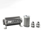 DeatschWerks Stainless Steel 8AN 10 Micron Universal Inline Fuel Filter Housing Kit (110mm)