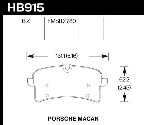 Hawk 16-18 Porsche Macan Performance Ceramic Street Rear Brake Pads