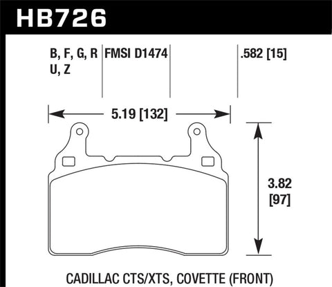 Hawk 2014 Chevrolet Corvette PC Front Brake Pads