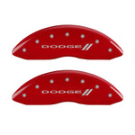 MGP 4 Caliper Covers Engraved Front & Rear With stripes/Dodge Red finish silver ch