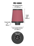 K&N Filter Universal Rubber Filter 2 1/2 inch Flange 6 inch Base 5 inch Top 6 1/2 inch Height