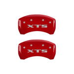 MGP 4 Caliper Covers Engraved Front Cadillac Engraved Rear XTS Red finish silver ch