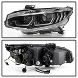 Spyder Honda Civic 16-18 2DR/4DR/Hatchback Headlight Black PRO-YD-HC16PL-SEQ-BK