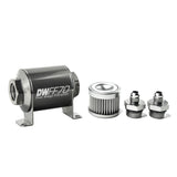 DeatschWerks Stainless Steel 6AN 10 Micron Universal Inline Fuel Filter Housing Kit (70mm)